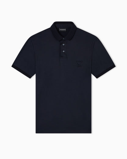 Emporio Armani ASV Lyocell-blend jersey polo shirt with domed logo