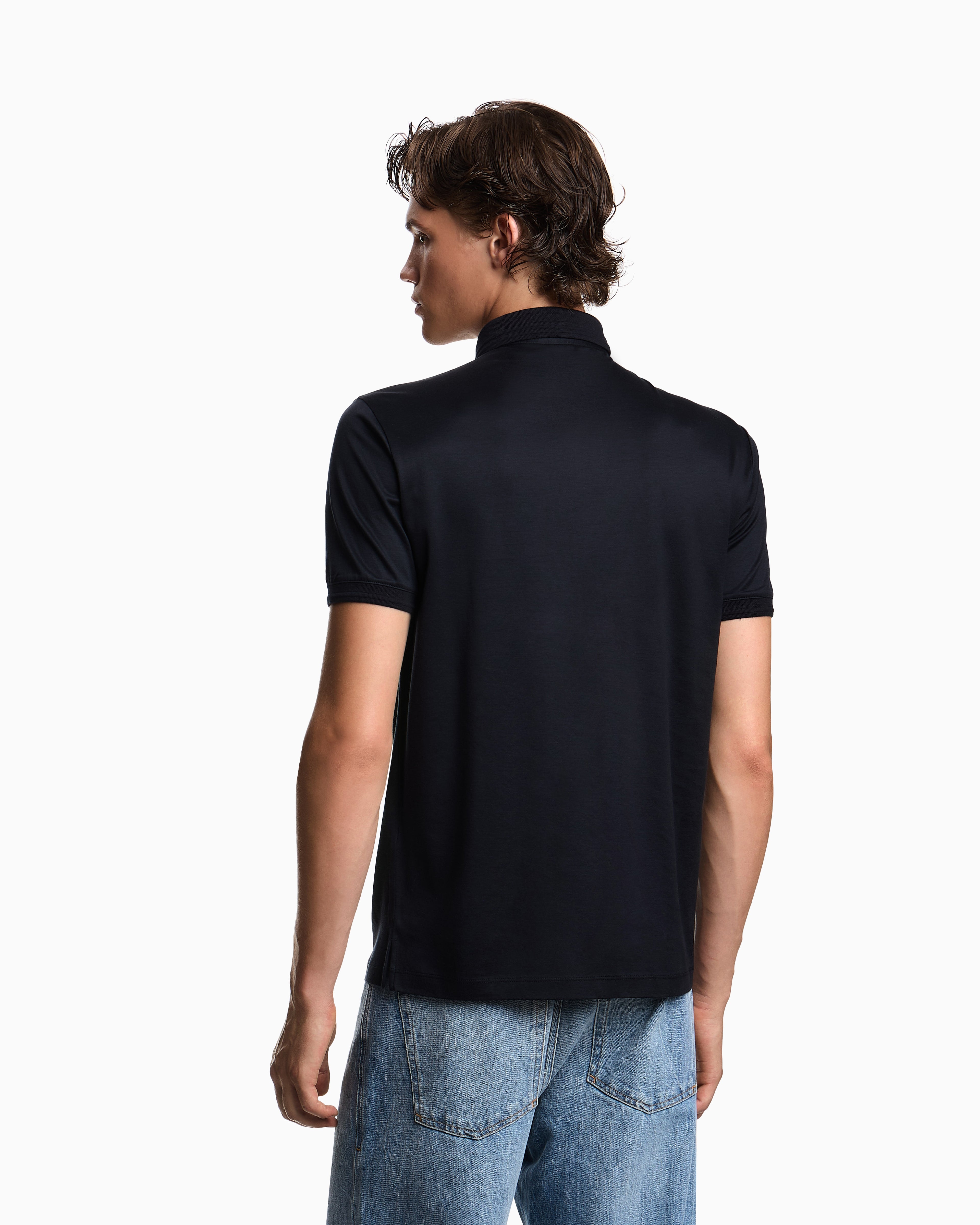 Emporio Armani ASV Lyocell-blend jersey polo shirt with domed logo