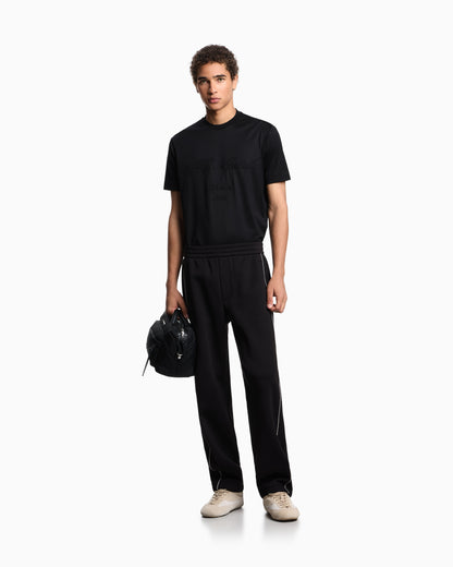 Emporio Armani ASV Lyocell-blend jersey T-shirt with oversized embroidery