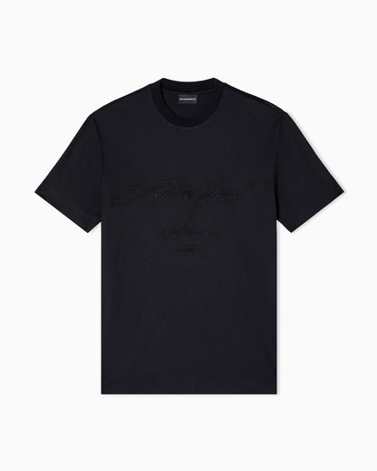 Emporio Armani ASV Lyocell-blend jersey T-shirt with oversized embroidery