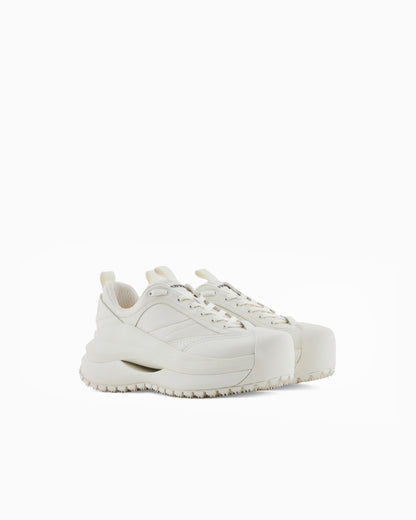 Emporio Armani Chunky Leather Sneakers White