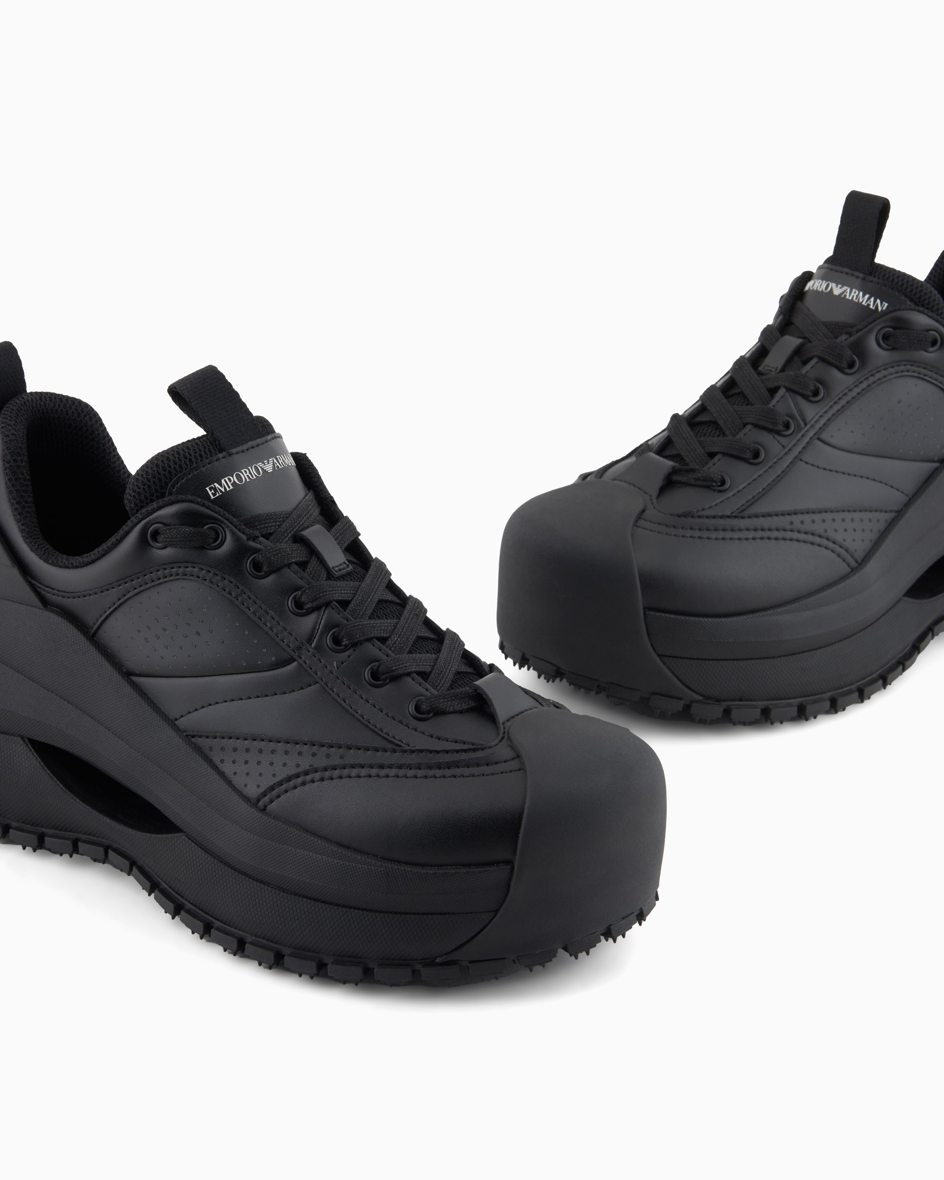 Emporio Armani Chunky Leather Sneakers Black