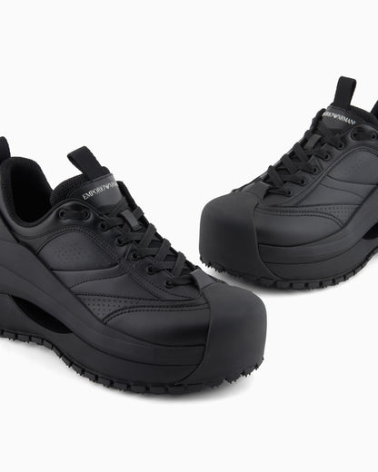 Emporio Armani Chunky Leather Sneakers Black