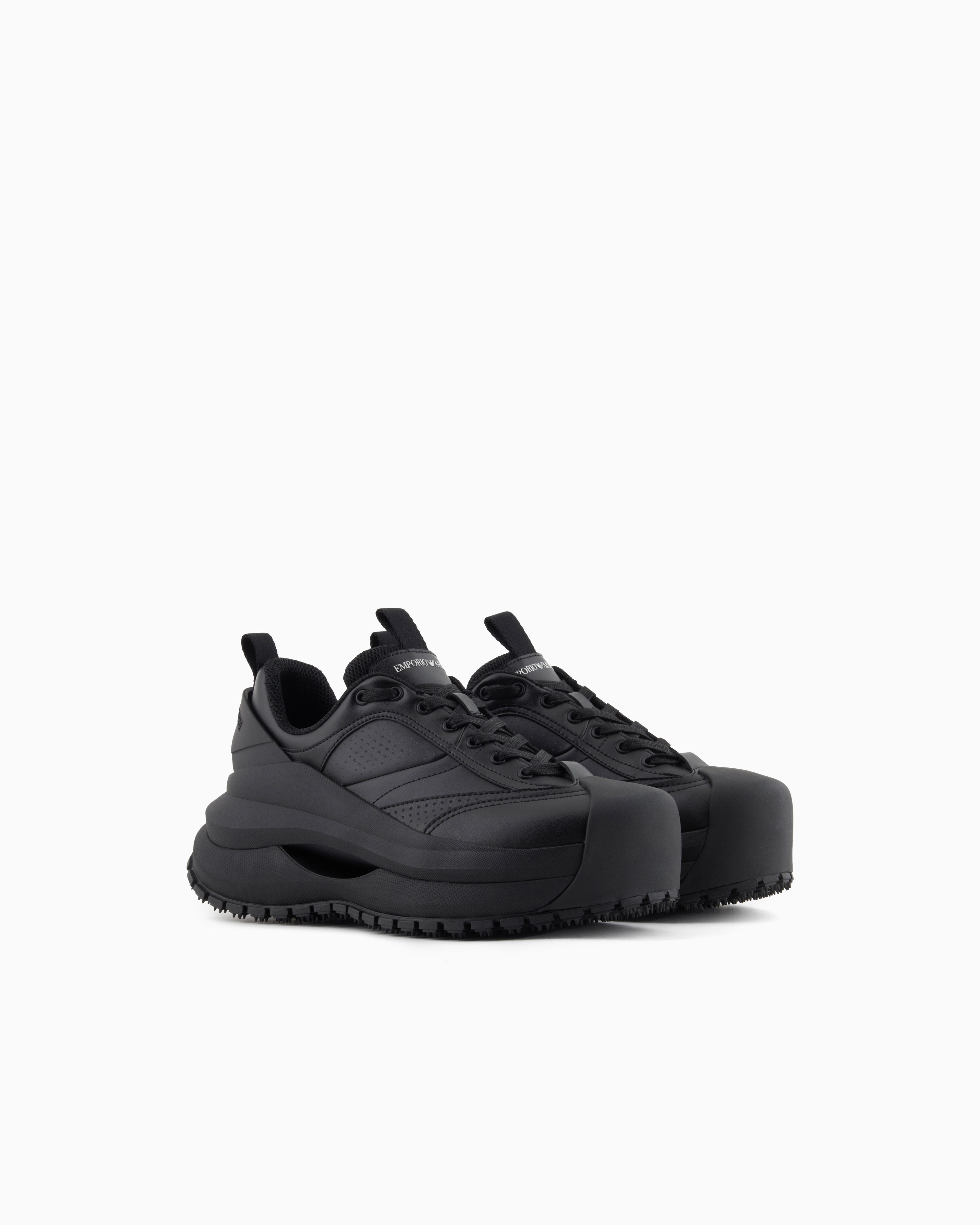 Emporio Armani Chunky Leather Sneakers Black