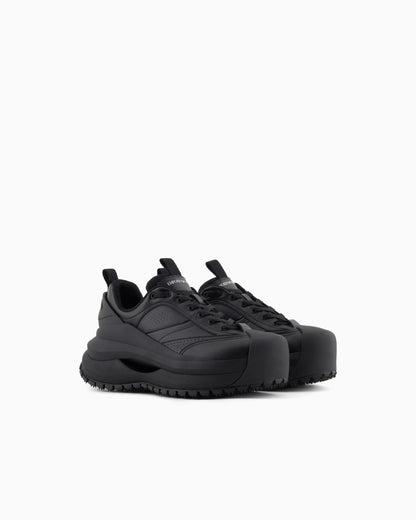 Emporio Armani Chunky Leather Sneakers Black
