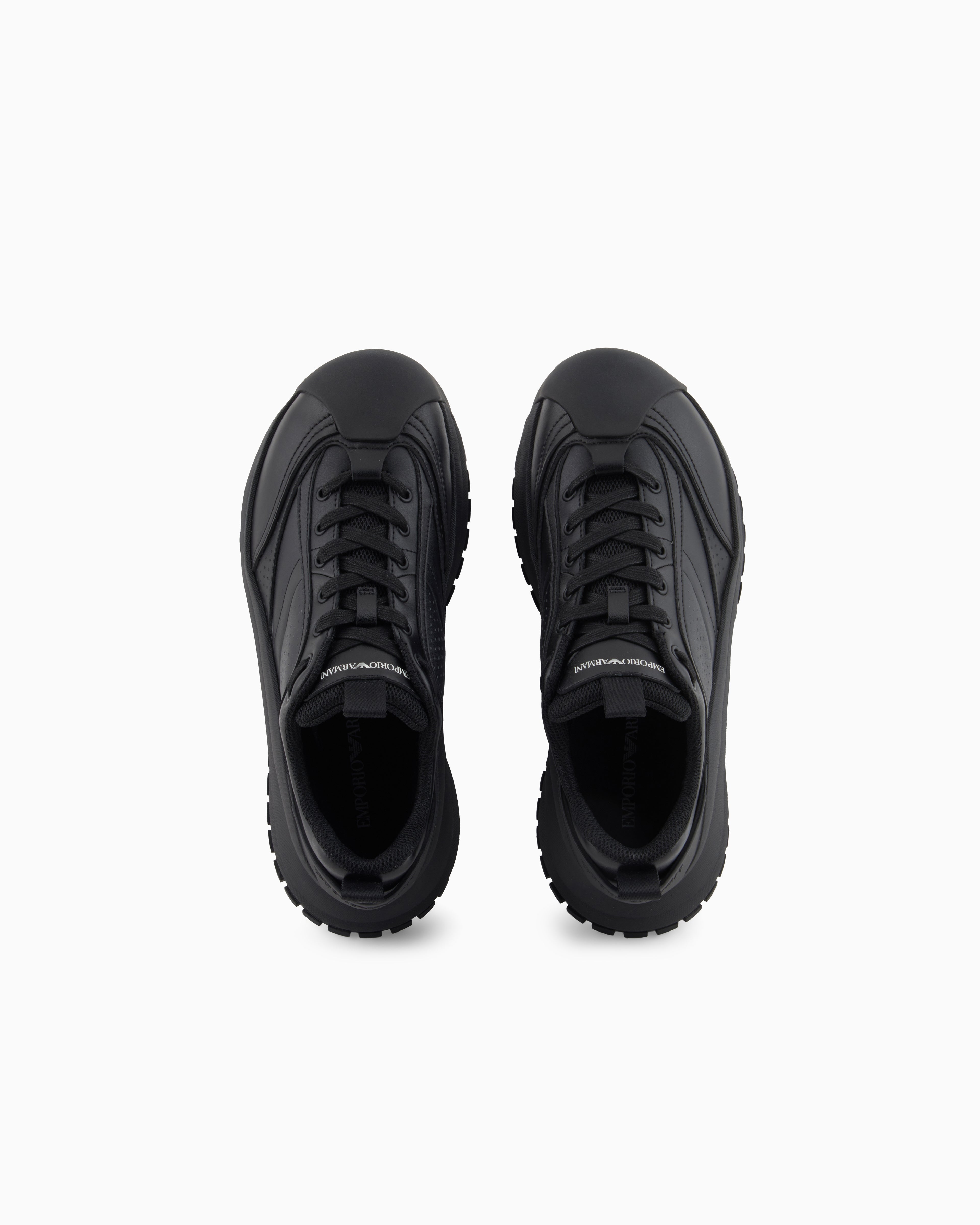 Emporio Armani Chunky Leather Sneakers Black