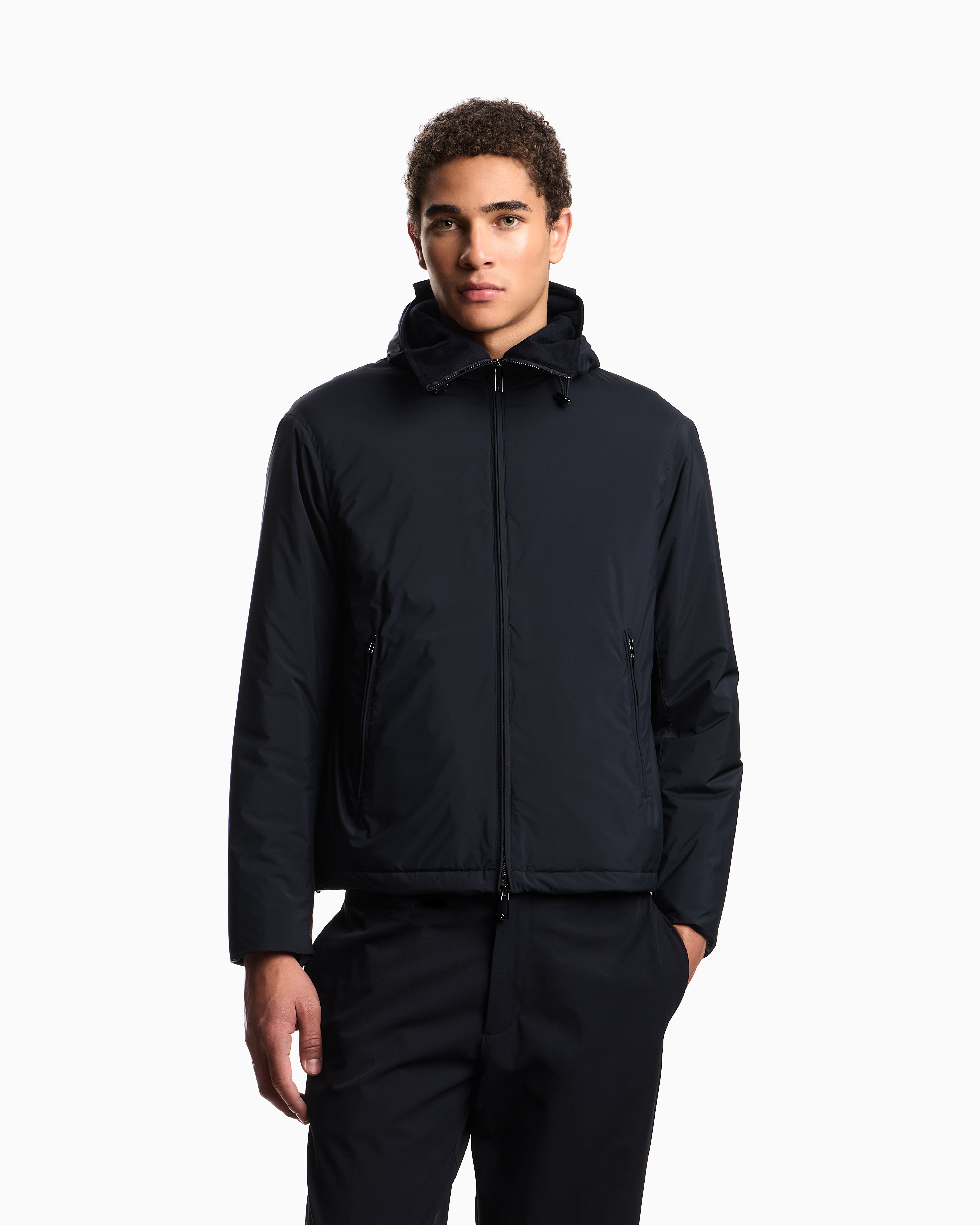 Emporio Armani Travel Essentials water-repellent nylon hooded jacket