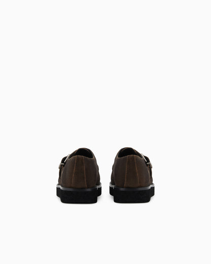 Emporio Armani New York Capsule Collection Monkstraps In Dappled Crust Leather Brown