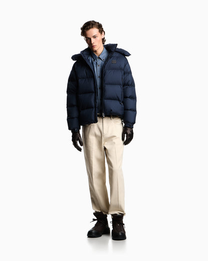 Emporio Armani Water-repellent, quilted ripstop nylon hooded down jacket