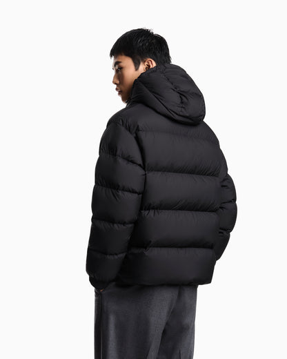 Emporio Armani Water-repellent, quilted ripstop nylon hooded down jacket
