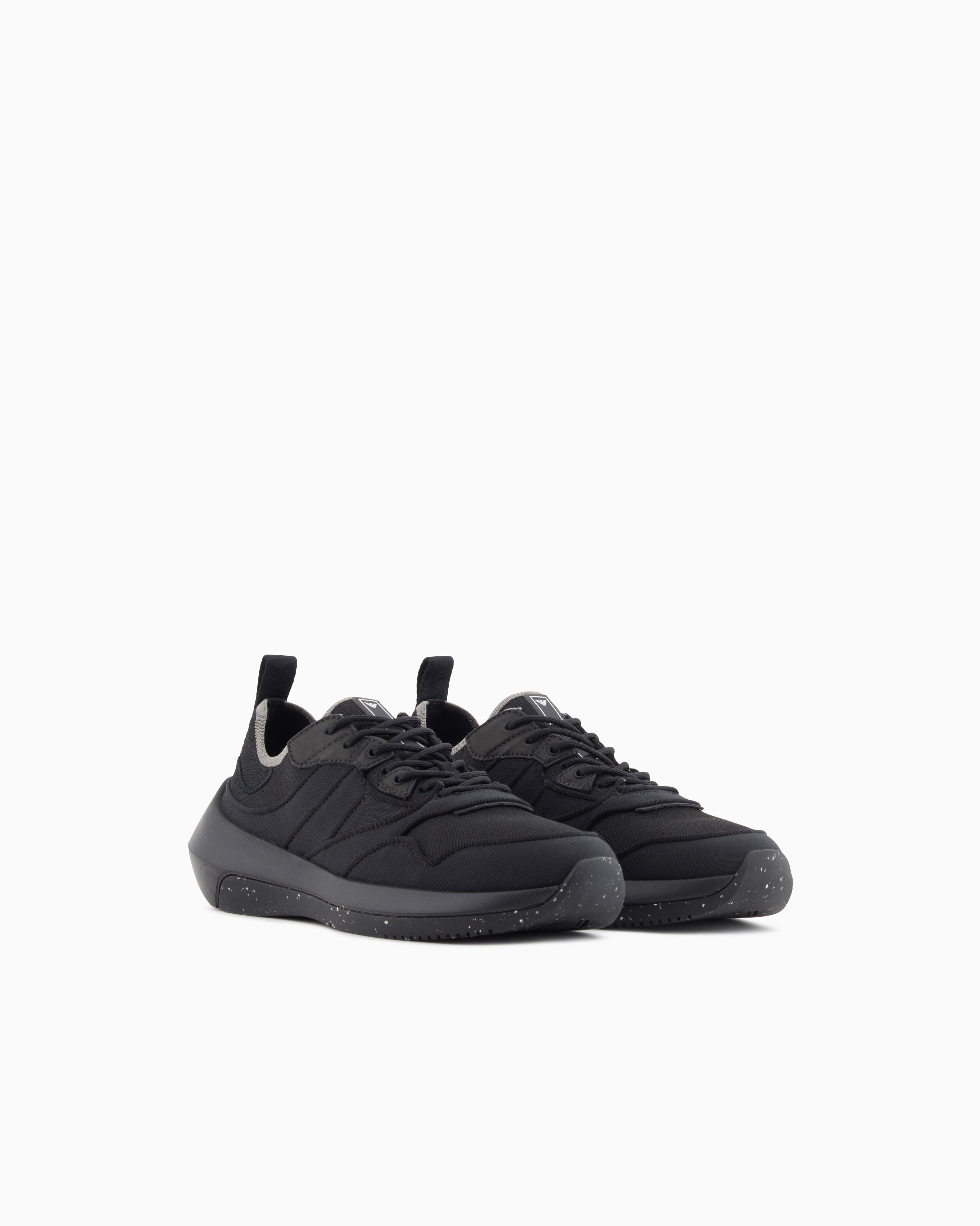 Emporio Armani Travel Essentials Knit Sneakers Navy Blue