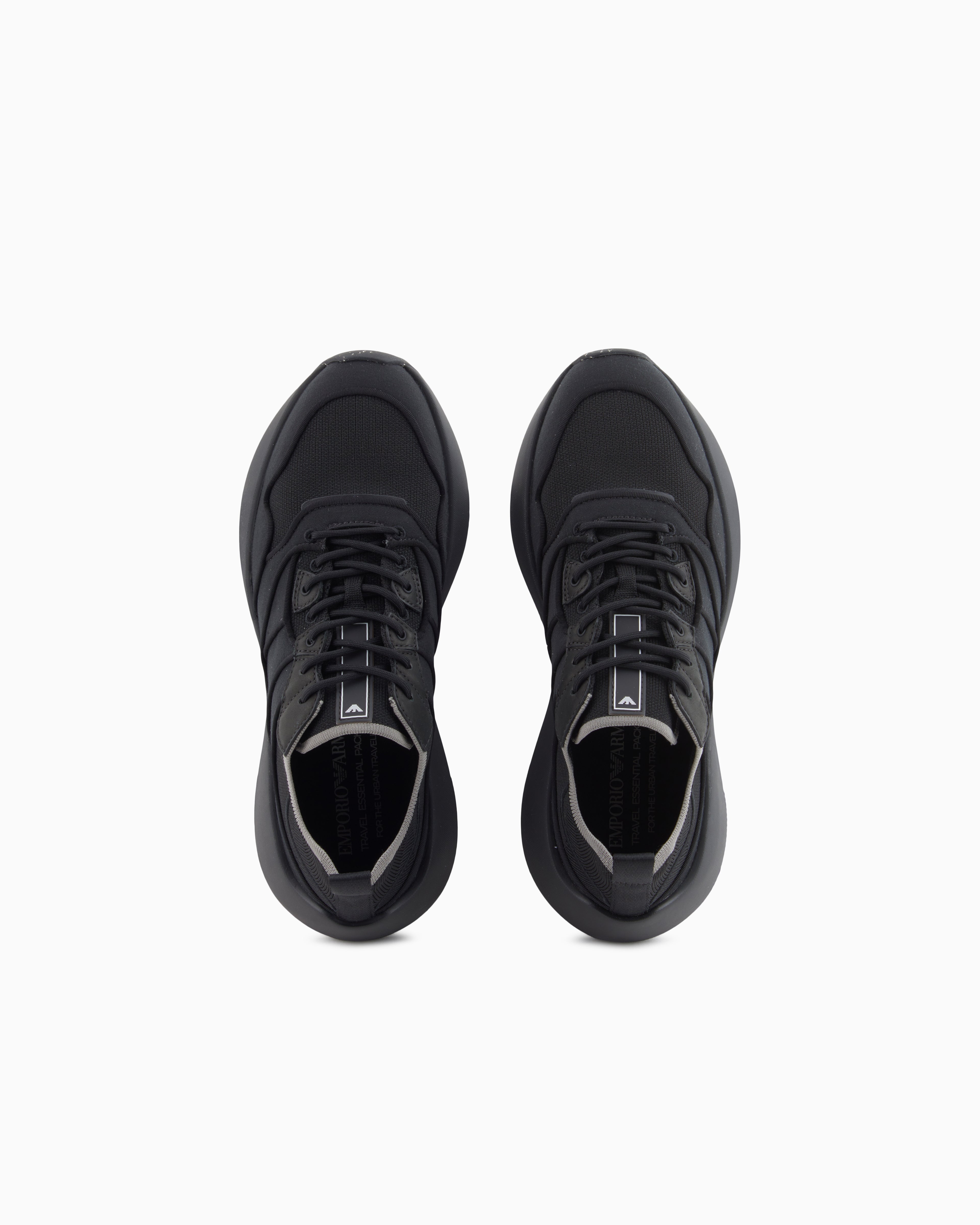 Emporio Armani Travel Essentials Knit Sneakers Navy Blue