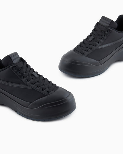 Emporio Armani Nylon And Leather Sneakers Black