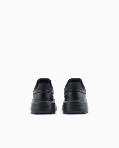 Emporio Armani Nylon And Leather Sneakers Black