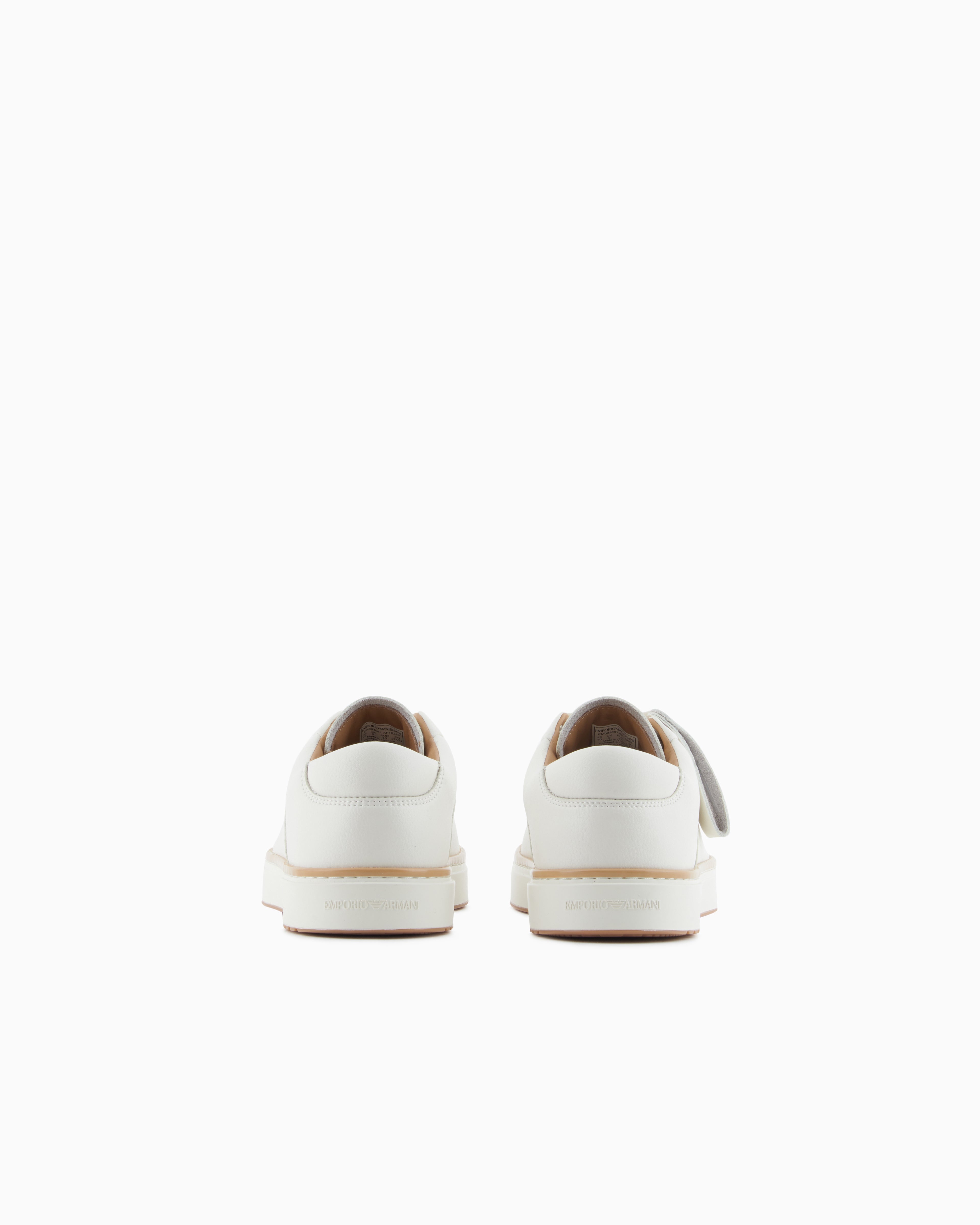 Emporio Armani Leather Sneakers With A Contrasting Welt White