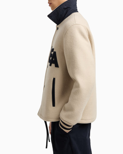 Emporio Armani Blouson with press studs in wool cloth with an oversized EA patch