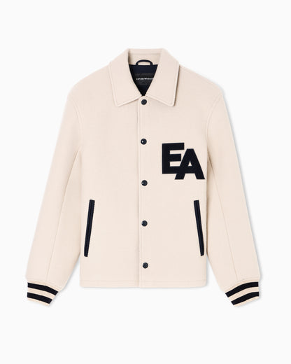 Emporio Armani Blouson with press studs in wool cloth with an oversized EA patch