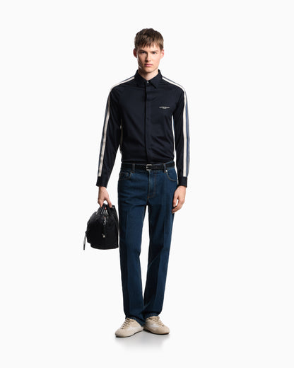 Emporio Armani ASV slim-fit shirt in Lyocell-blend jersey with bands