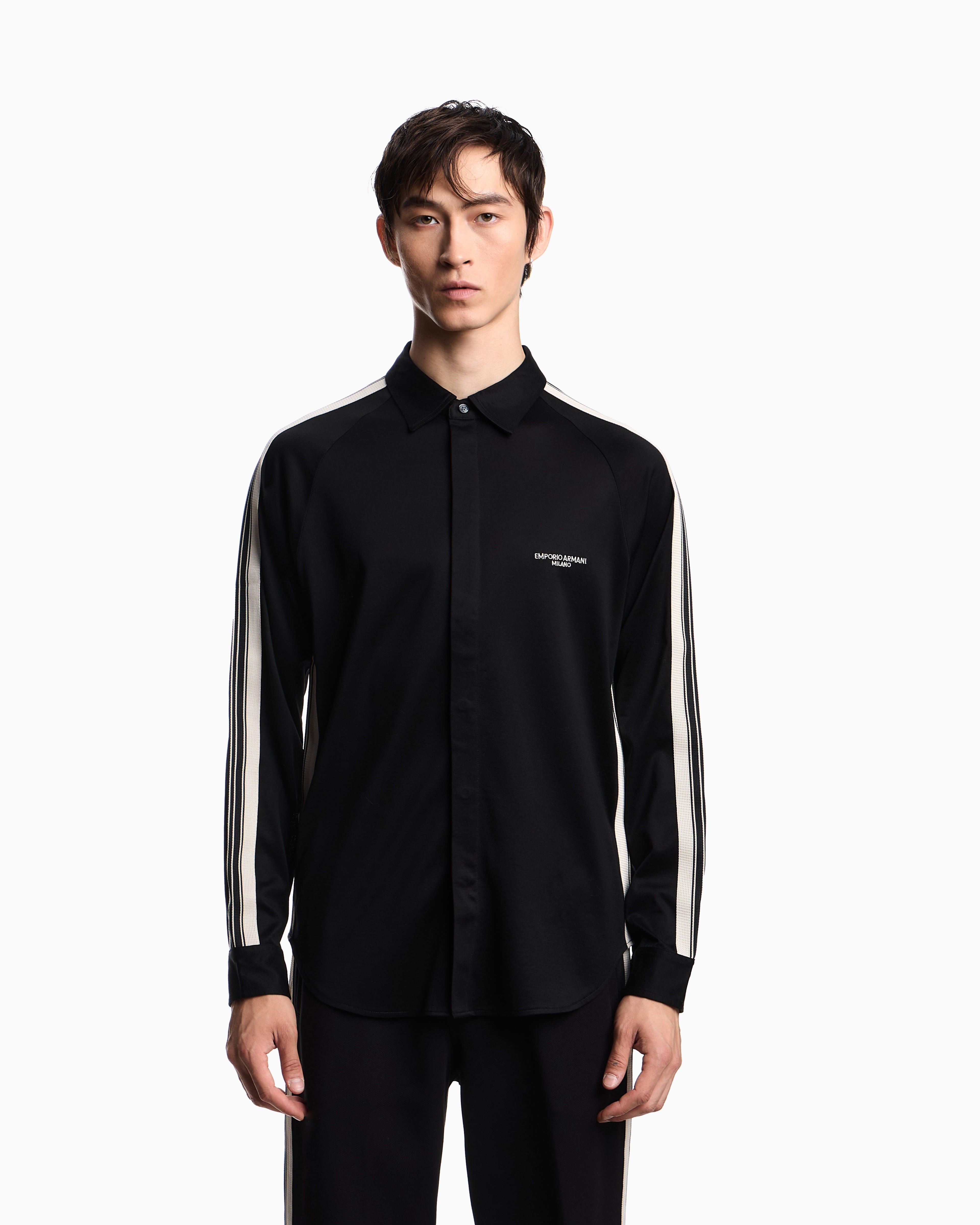 Emporio Armani ASV slim-fit shirt in Lyocell-blend jersey with bands
