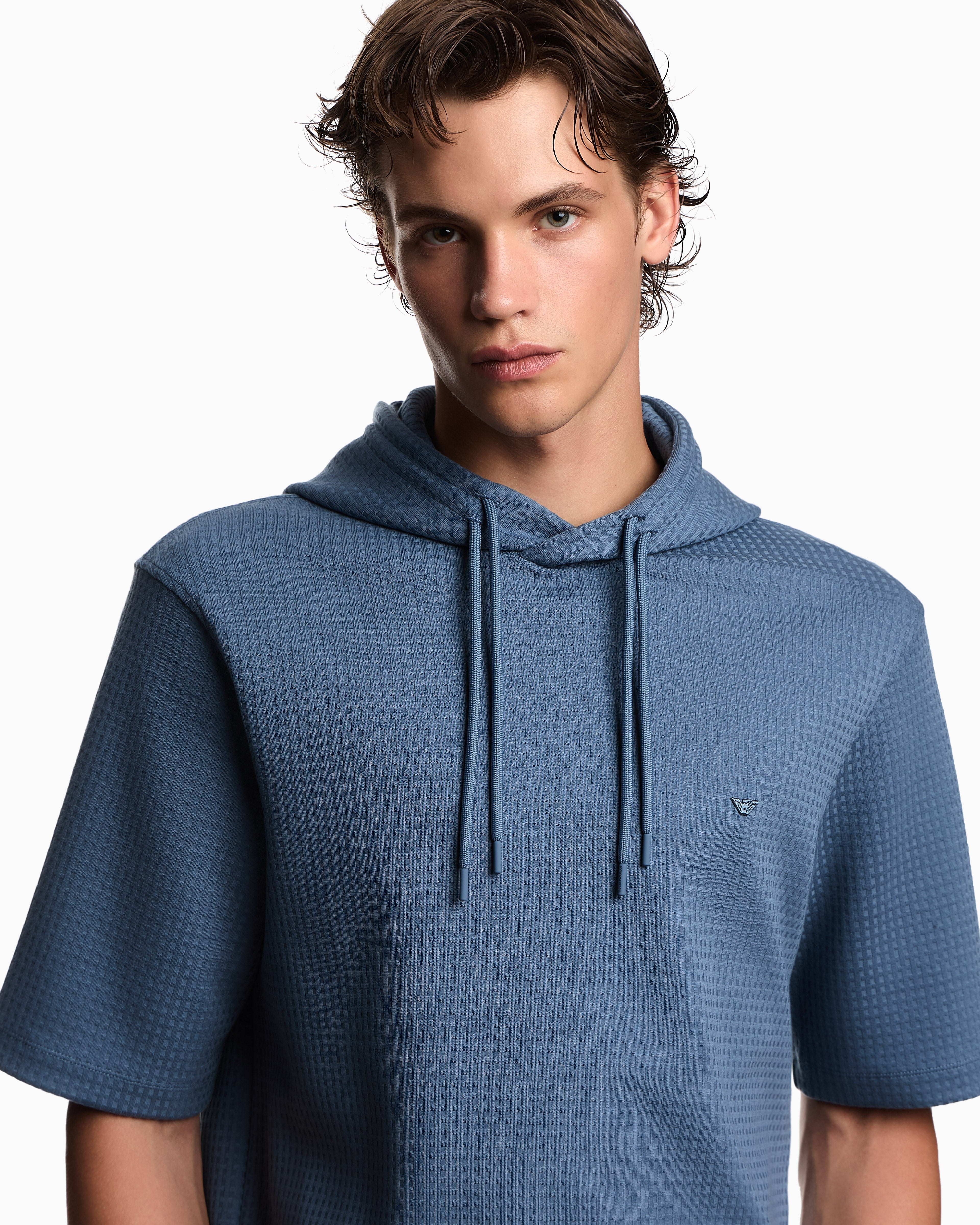 Emporio Armani ASV Lyocell-blend jacquard jersey hooded sweatshirt