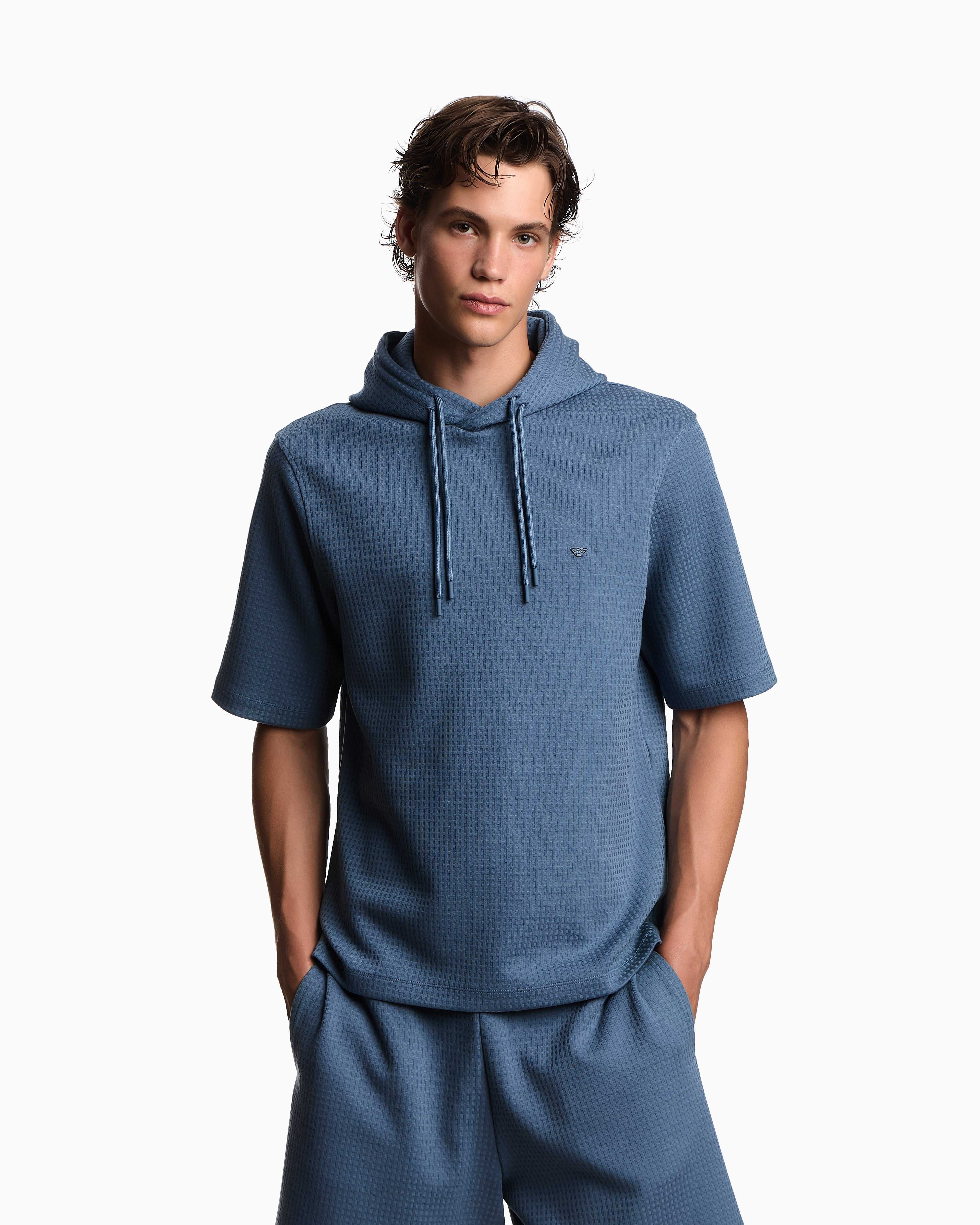 Emporio Armani ASV Lyocell-blend jacquard jersey hooded sweatshirt