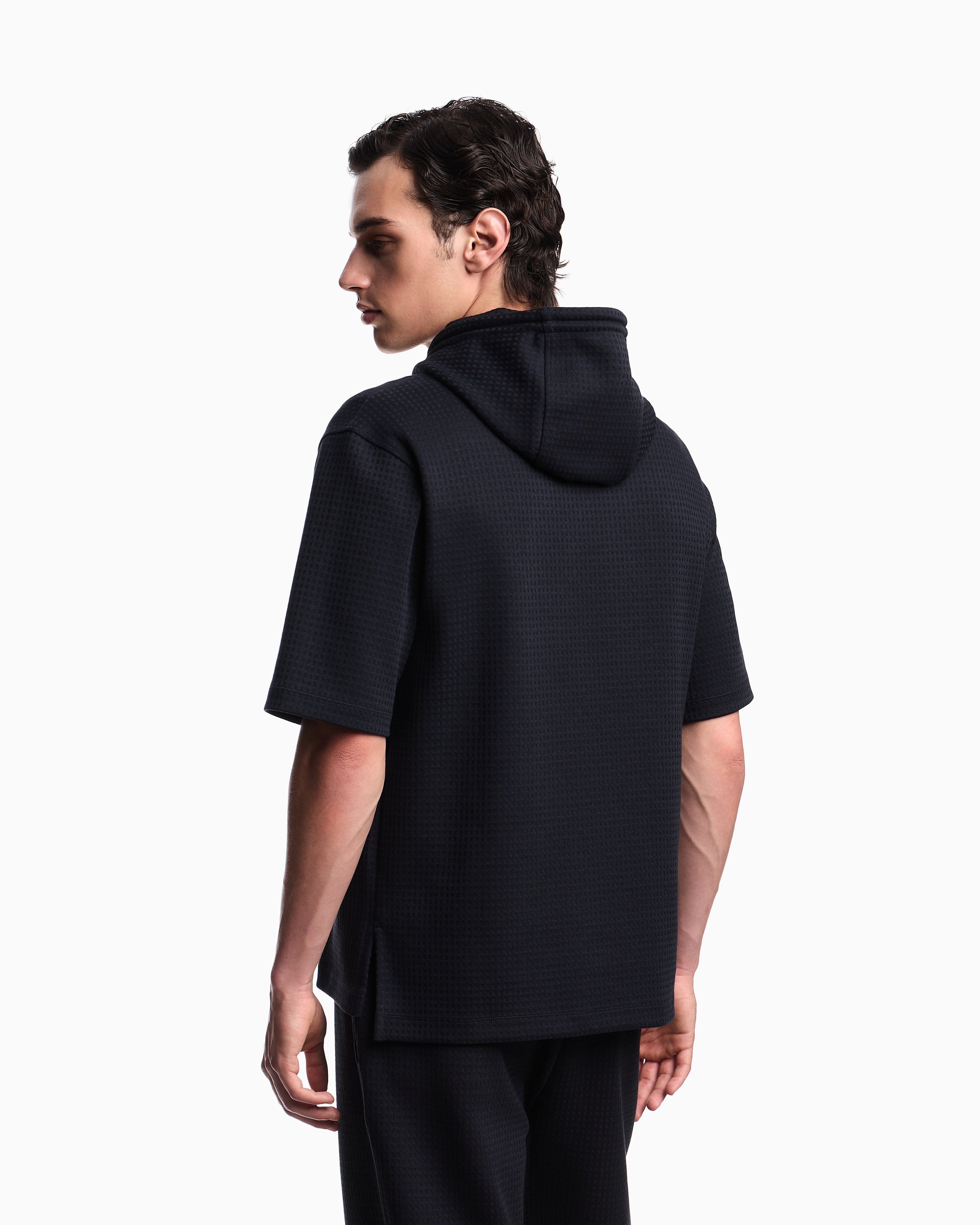 Emporio Armani ASV Lyocell-blend jacquard jersey hooded sweatshirt