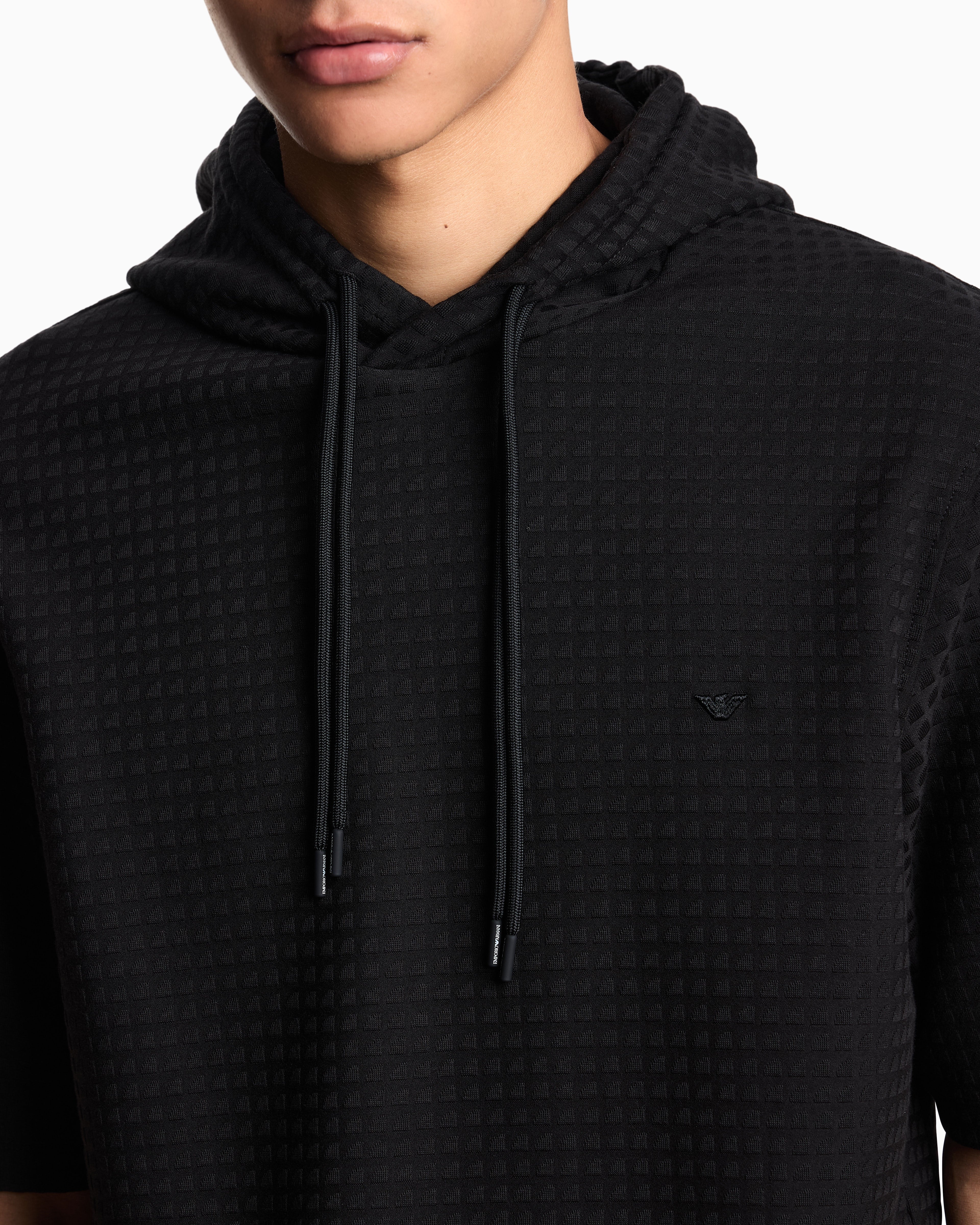 Emporio Armani ASV Lyocell-blend jacquard jersey hooded sweatshirt