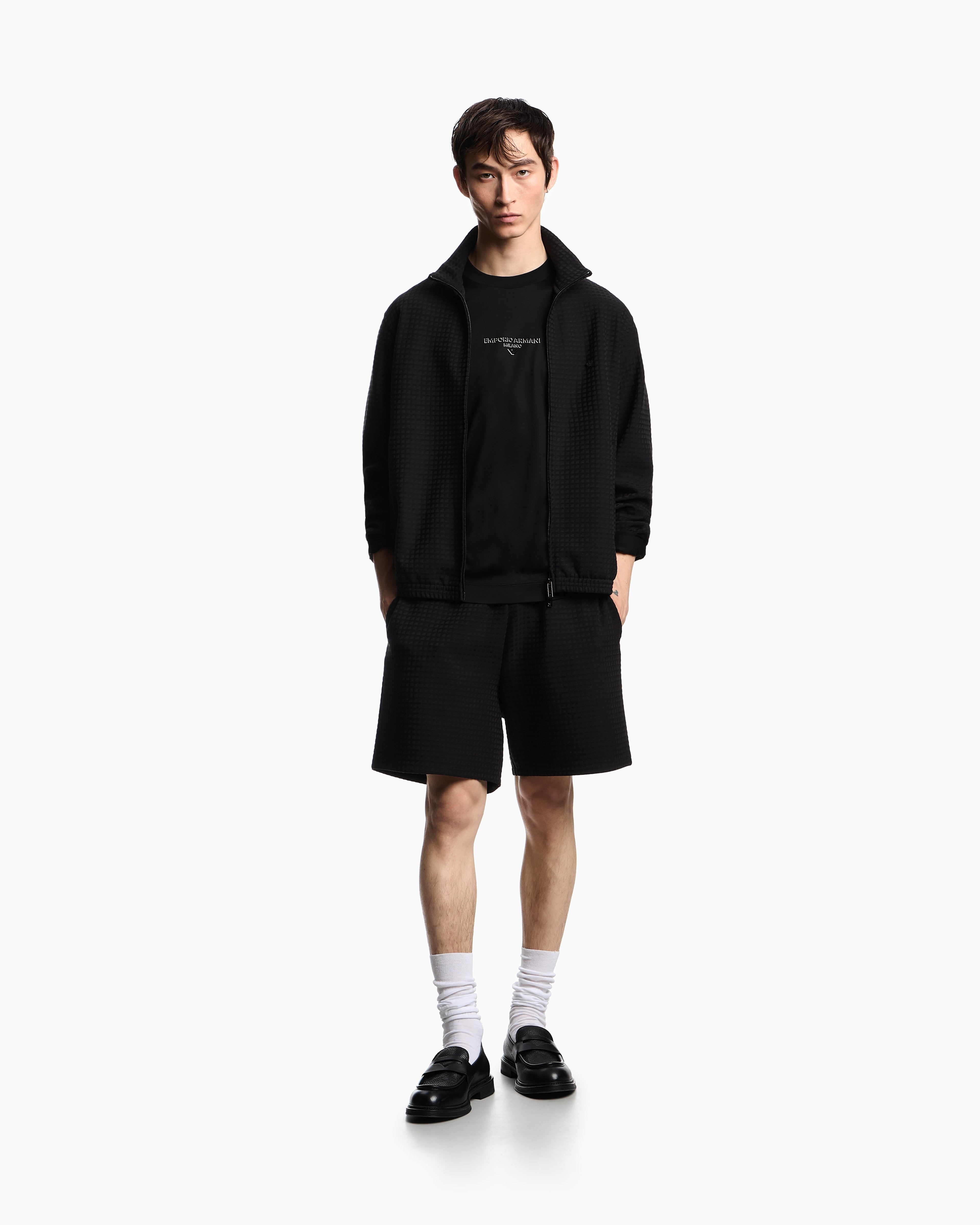 Emporio Armani ASV Lyocell-blend jacquard jersey Bermuda shorts
