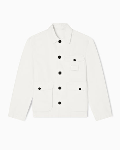 Emporio Armani Denim-effect twill jacket with logo patch