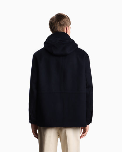 Emporio Armani Hooded blouson in wool cloth