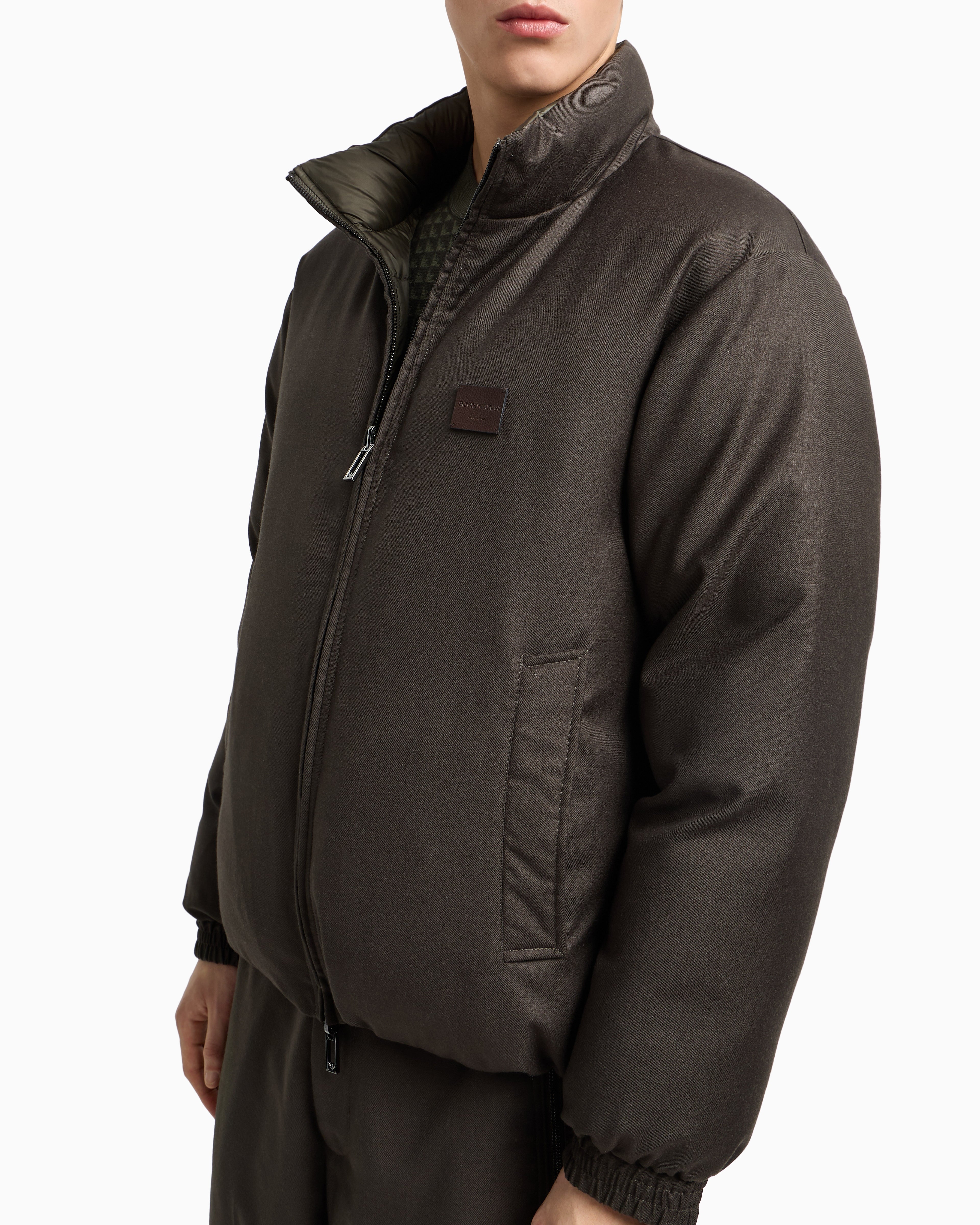 Emporio Armani Reversible wool-blend twill down jacket
