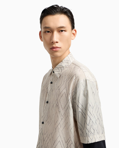 Emporio Armani ASV comfort-fit printed Lyocell-blend shirt with a two-piece effect