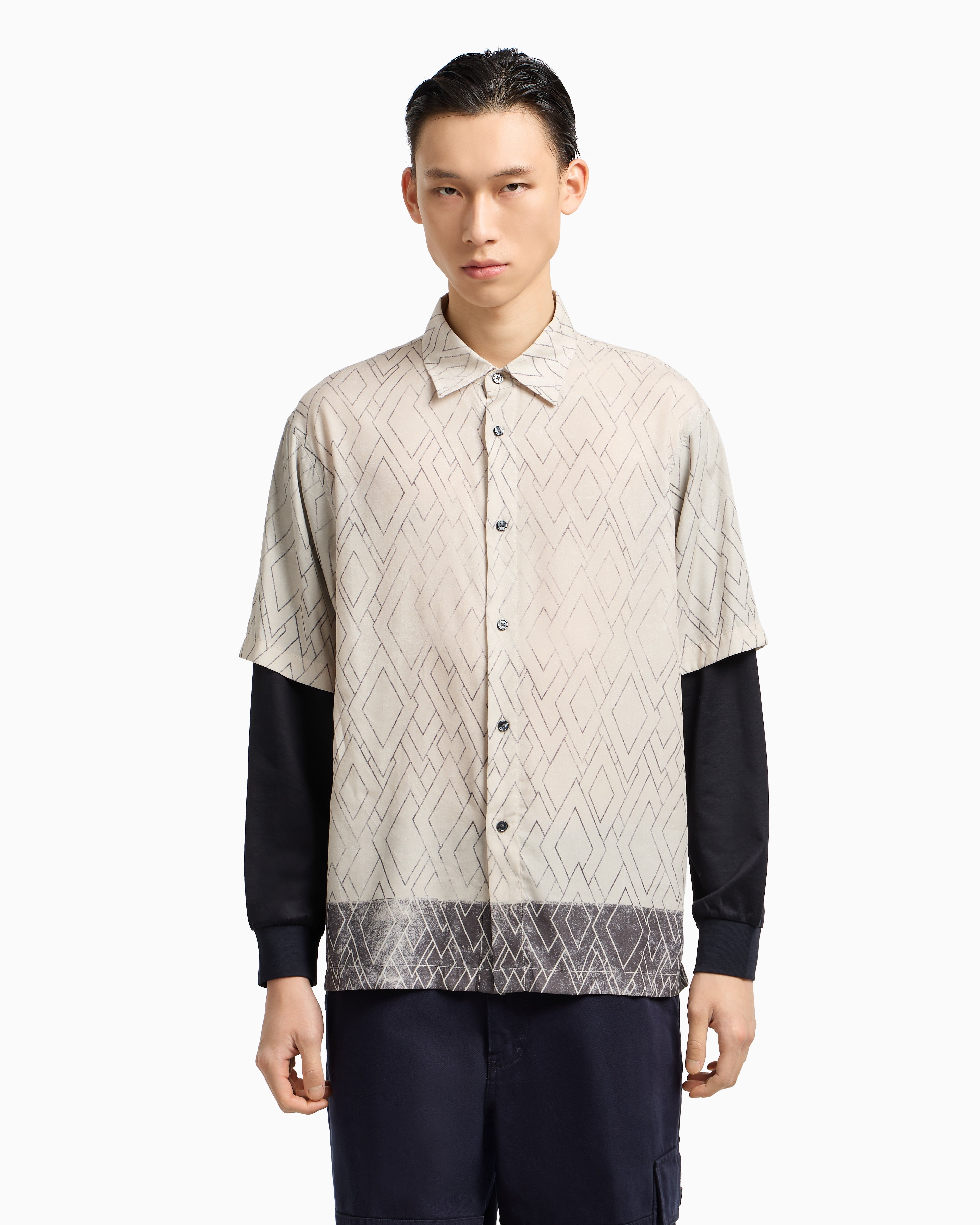 Emporio Armani ASV comfort-fit printed Lyocell-blend shirt with a two-piece effect