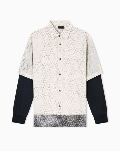Emporio Armani ASV comfort-fit printed Lyocell-blend shirt with a two-piece effect