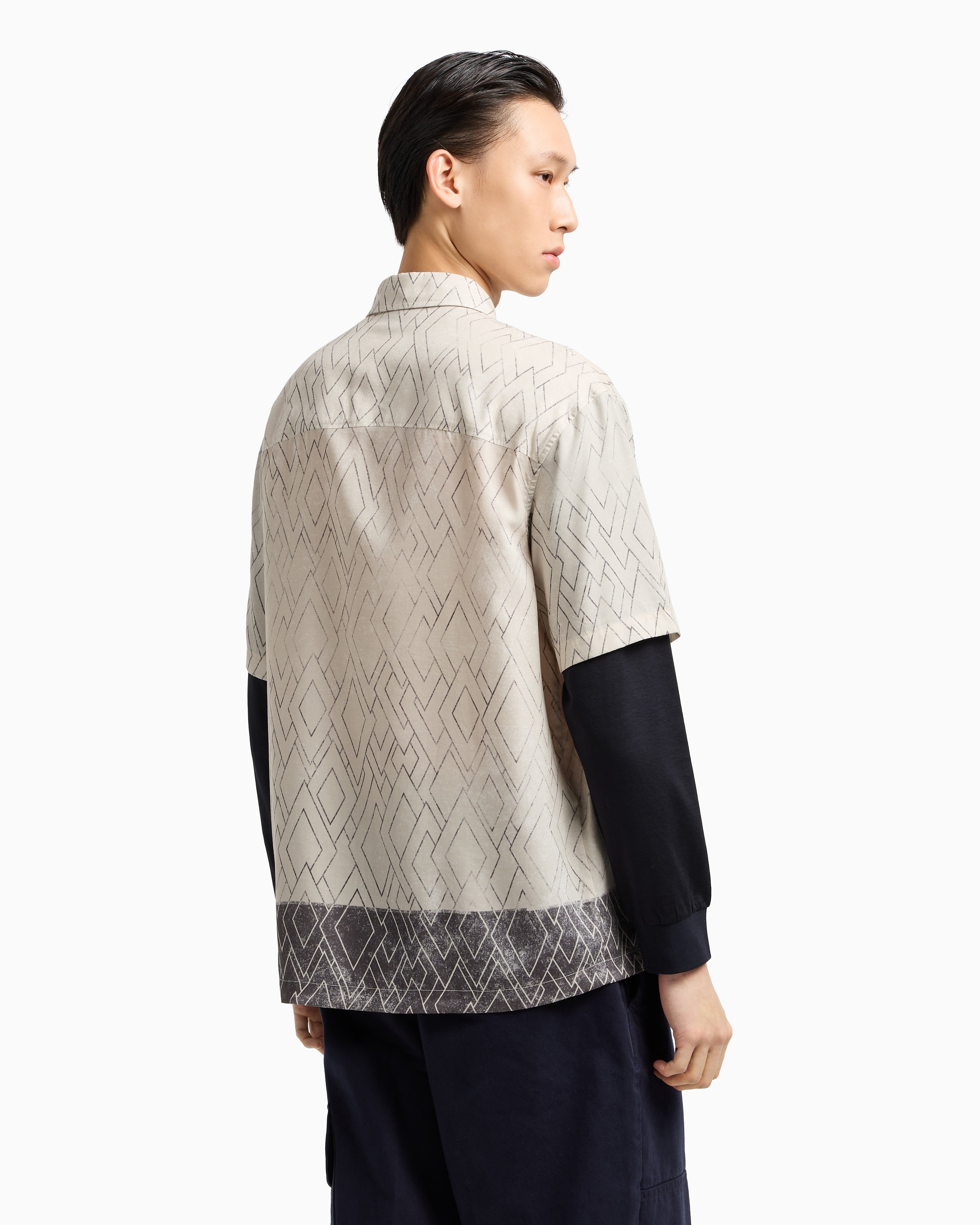 Emporio Armani ASV comfort-fit printed Lyocell-blend shirt with a two-piece effect