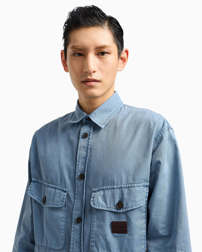 Emporio Armani Comfort-fit shirt with washed twill pockets