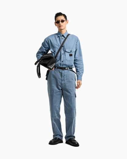 Emporio Armani Comfort-fit shirt with washed twill pockets