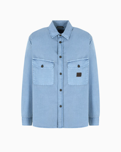 Emporio Armani Comfort-fit shirt with washed twill pockets