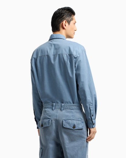 Emporio Armani Comfort-fit shirt with washed twill pockets