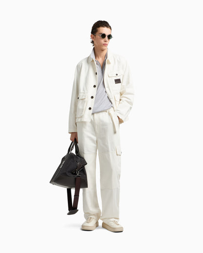 Emporio Armani ASV plain-knit jumper with polo-shirt collar, in a wool and Lyocell blend