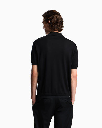 Emporio Armani ASV plain-knit jumper with polo-shirt collar, in a wool and Lyocell blend