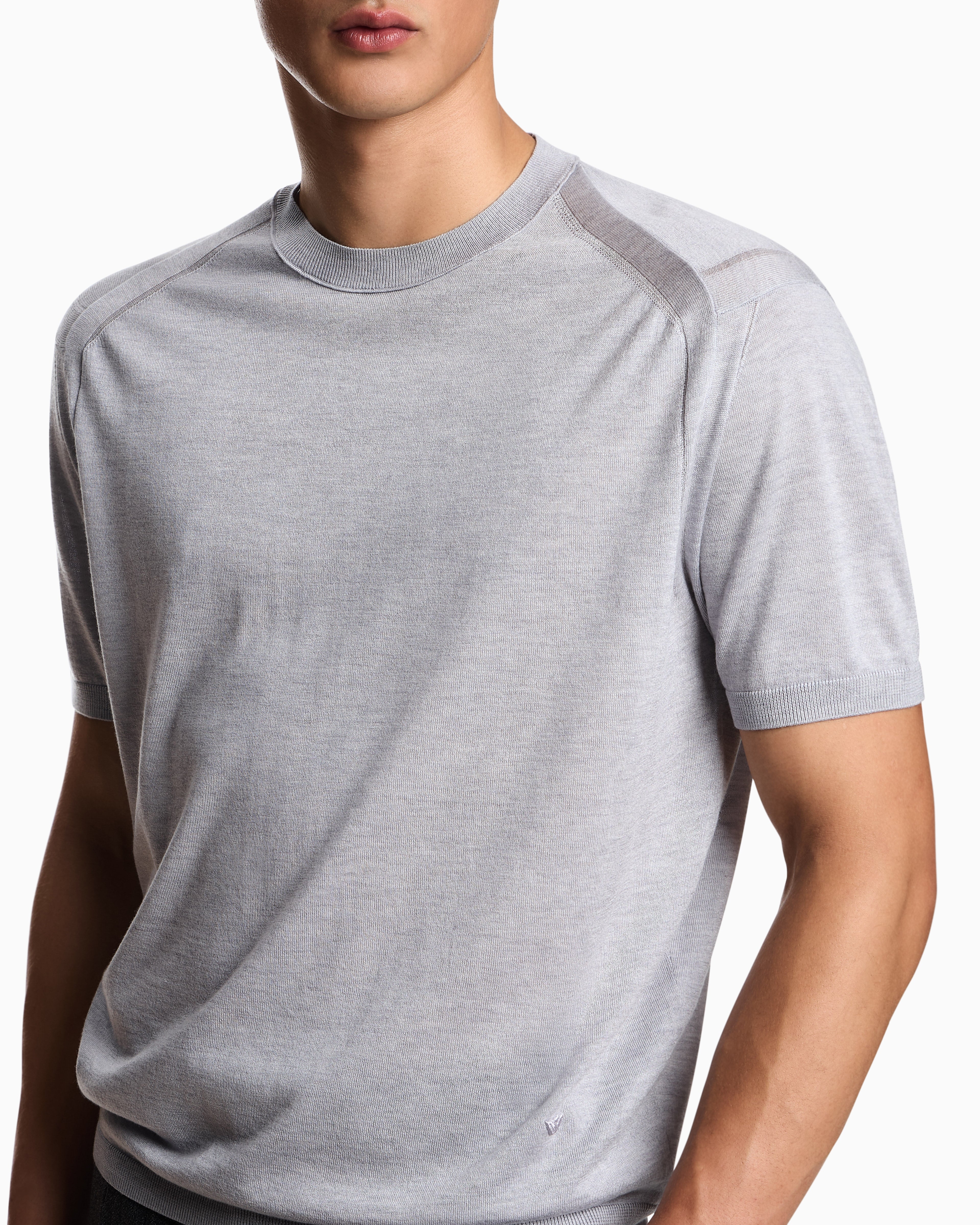 Emporio Armani ASV plain-knit jumper in a Lyocell and wool blend