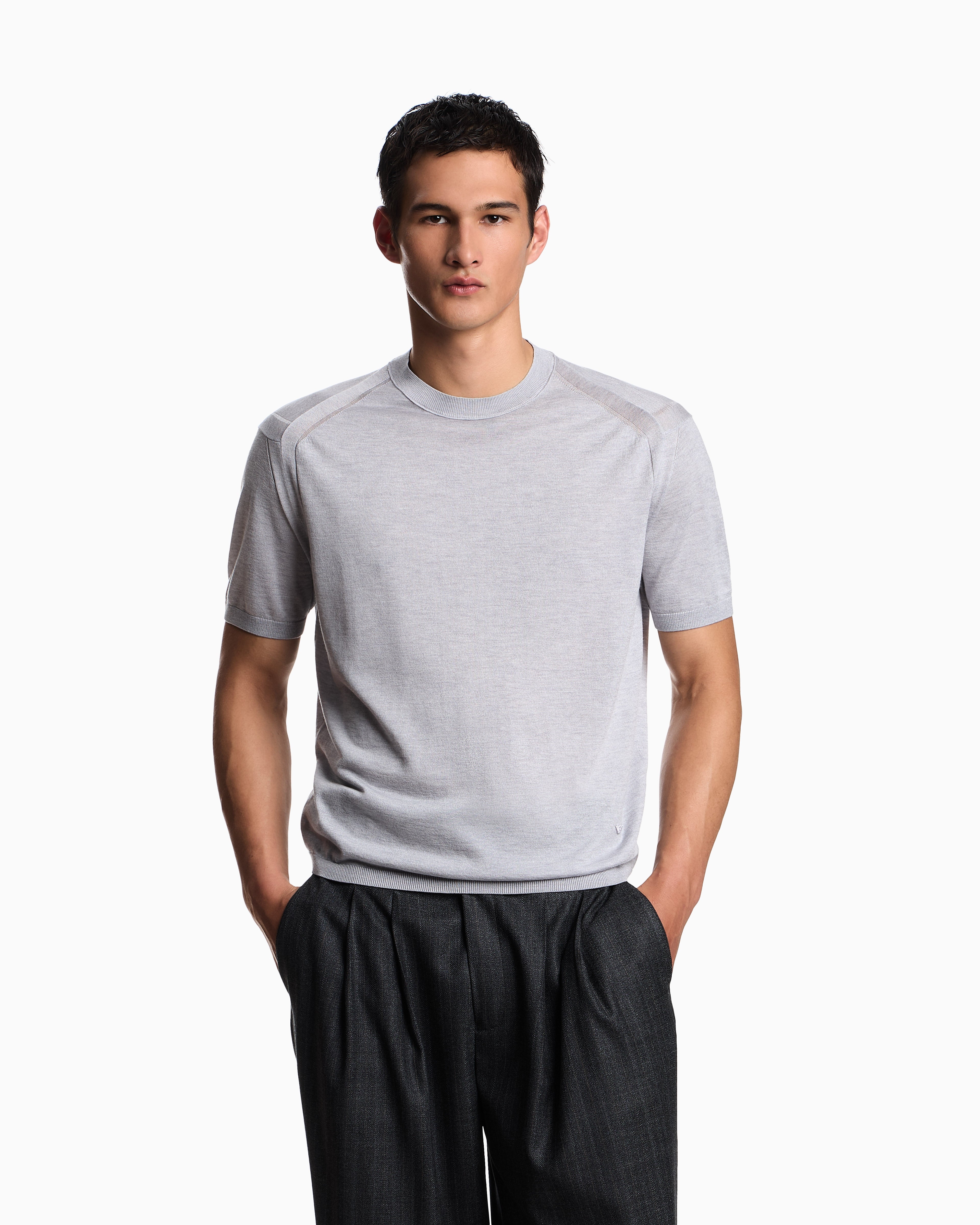 Emporio Armani ASV plain-knit jumper in a Lyocell and wool blend