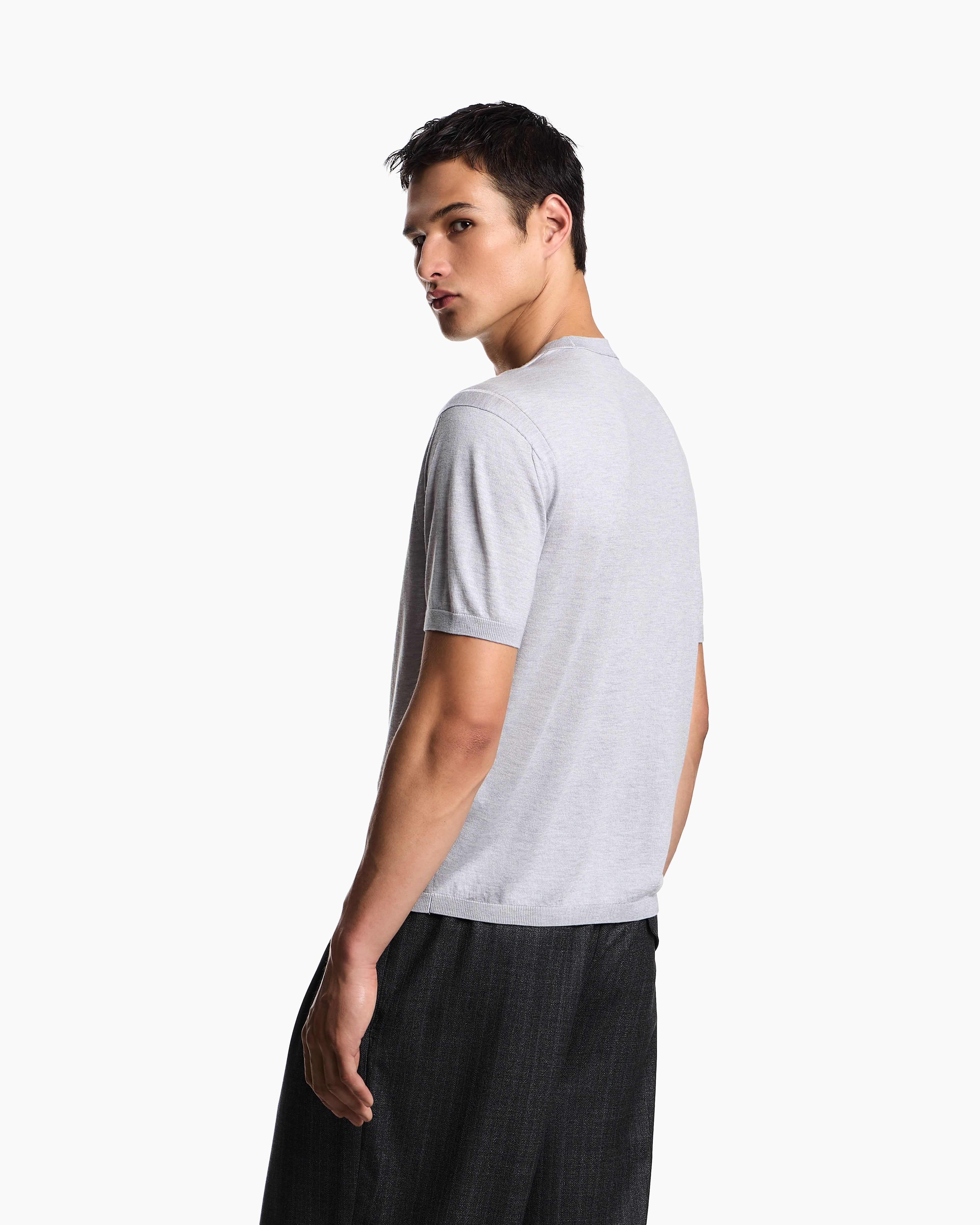 Emporio Armani ASV plain-knit jumper in a Lyocell and wool blend