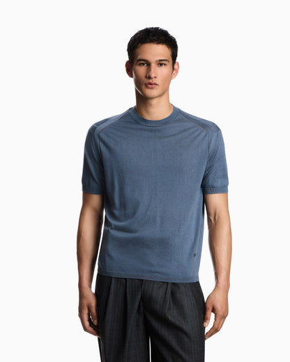Emporio Armani ASV plain-knit jumper in a Lyocell and wool blend