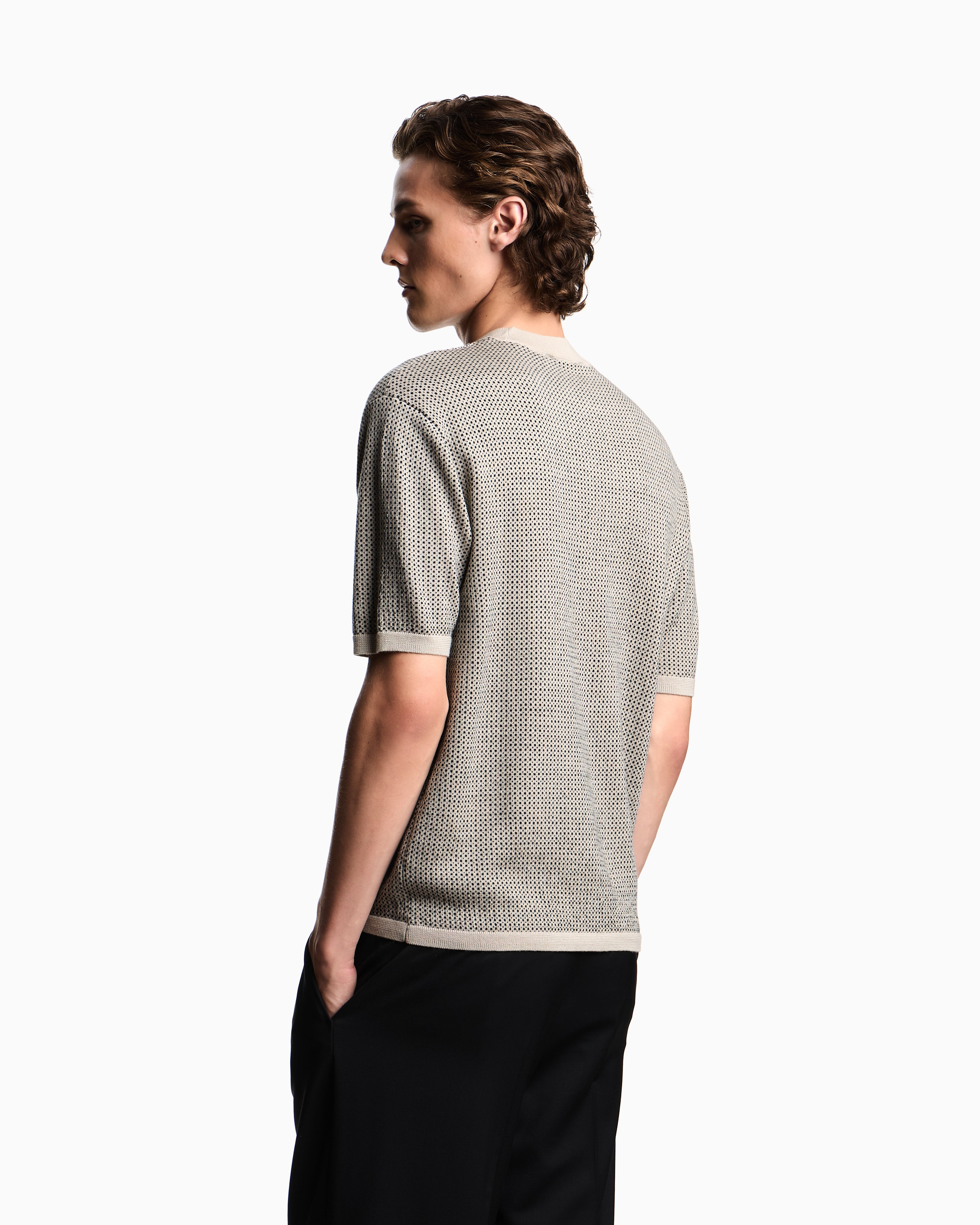 Emporio Armani Virgin-wool jumper with two-tone jacquard micro motif