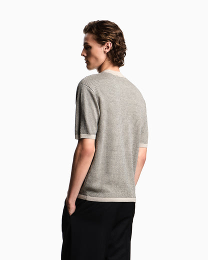 Emporio Armani Virgin-wool jumper with two-tone jacquard micro motif