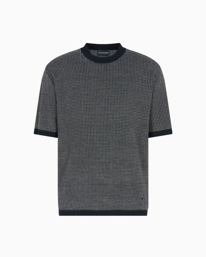 Emporio Armani Virgin-wool jumper with two-tone jacquard micro motif