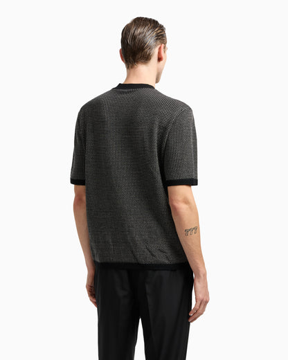 Emporio Armani Virgin-wool jumper with two-tone jacquard micro motif