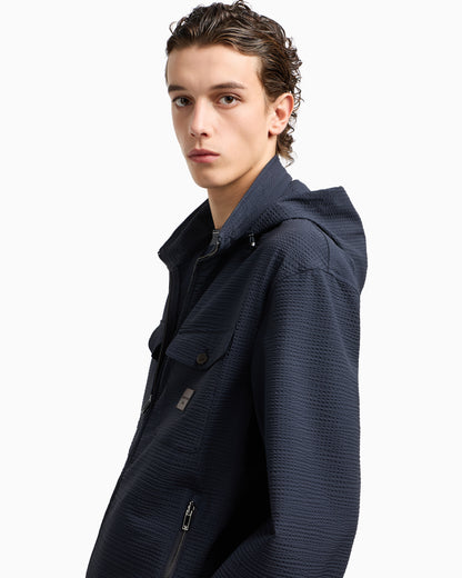Emporio Armani Nylon seersucker full-zip blouson